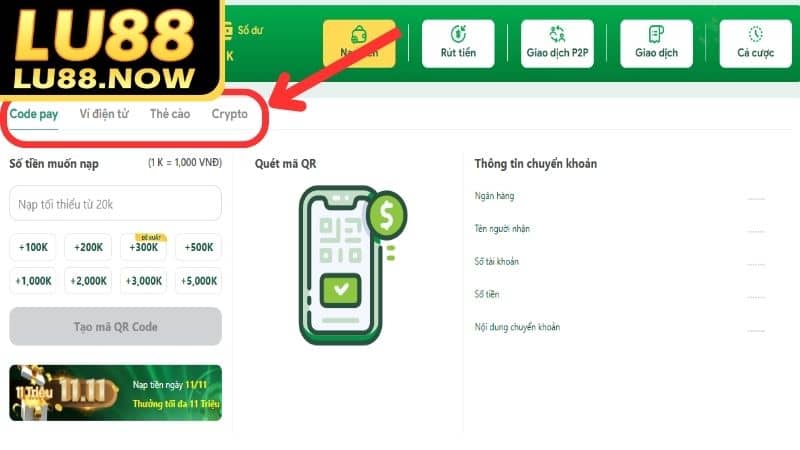 Chọn hình thức nạp tiền phù hợp