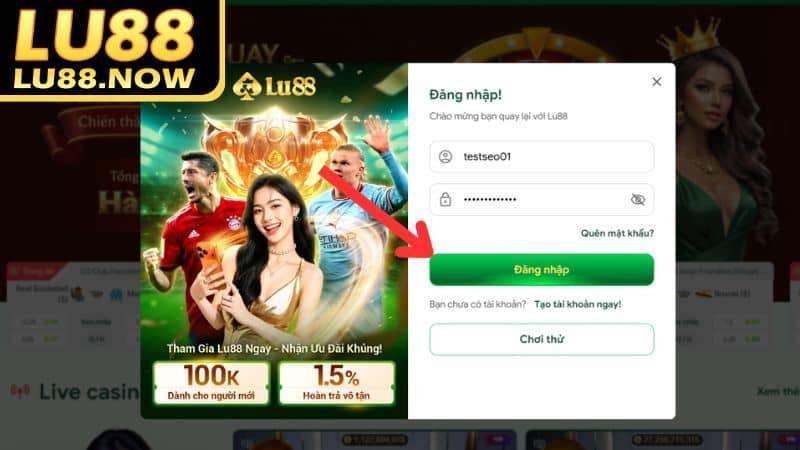 Chọn vào "Đăng Nhập" để hoàn tất truy cập tài khoản