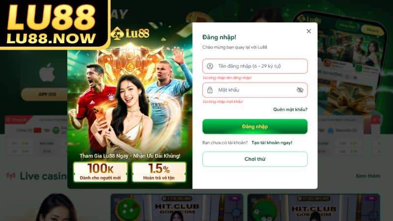 Điền đầy đủ các thông tin đăng nhập