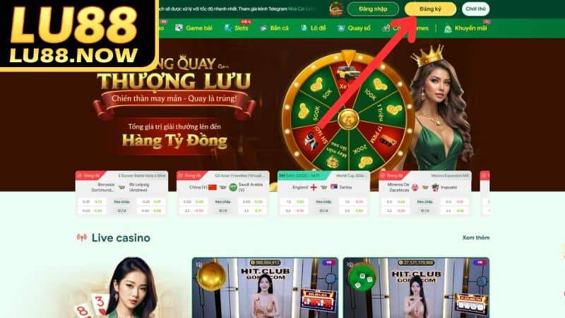Truy cập vào trang chủ Lu88 và chọn vào mục "Đăng Ký"